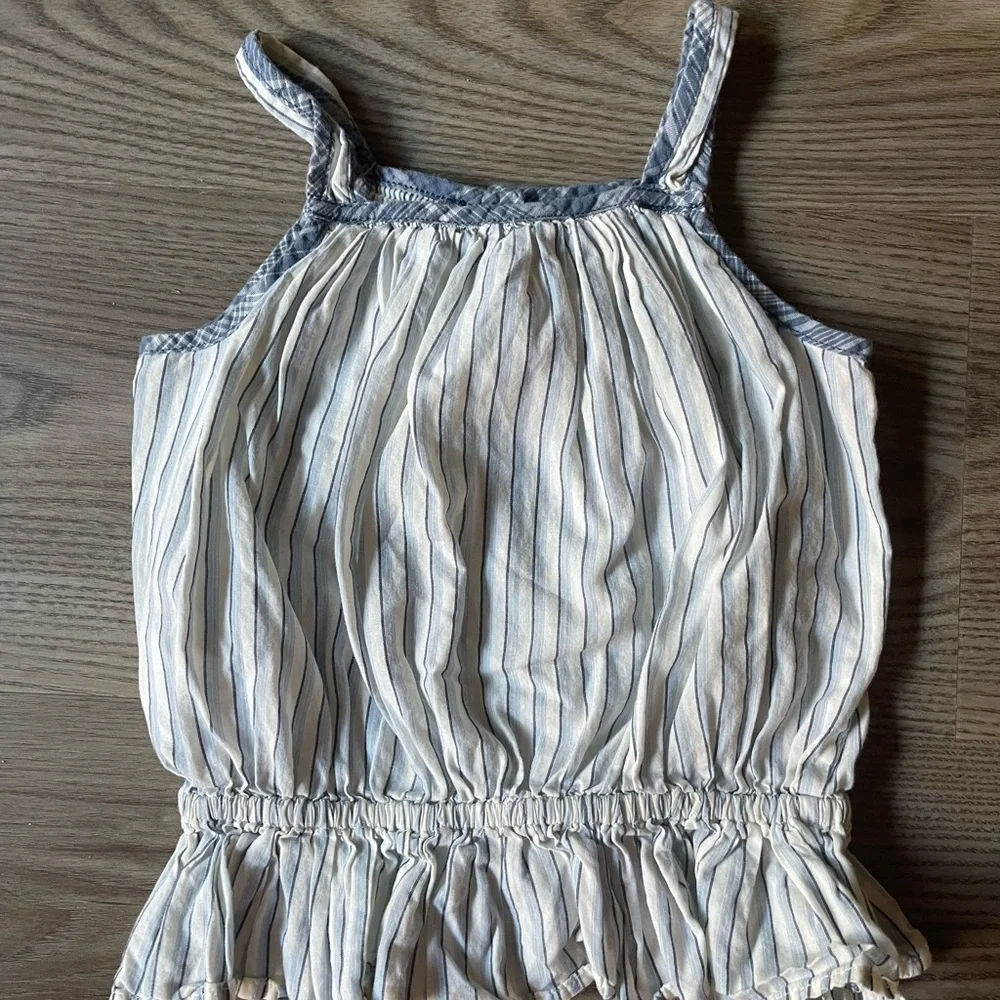Ralph Lauren Striped Cotton Madras Top Peplum Cami Tie Shoulder Bows Size 18M